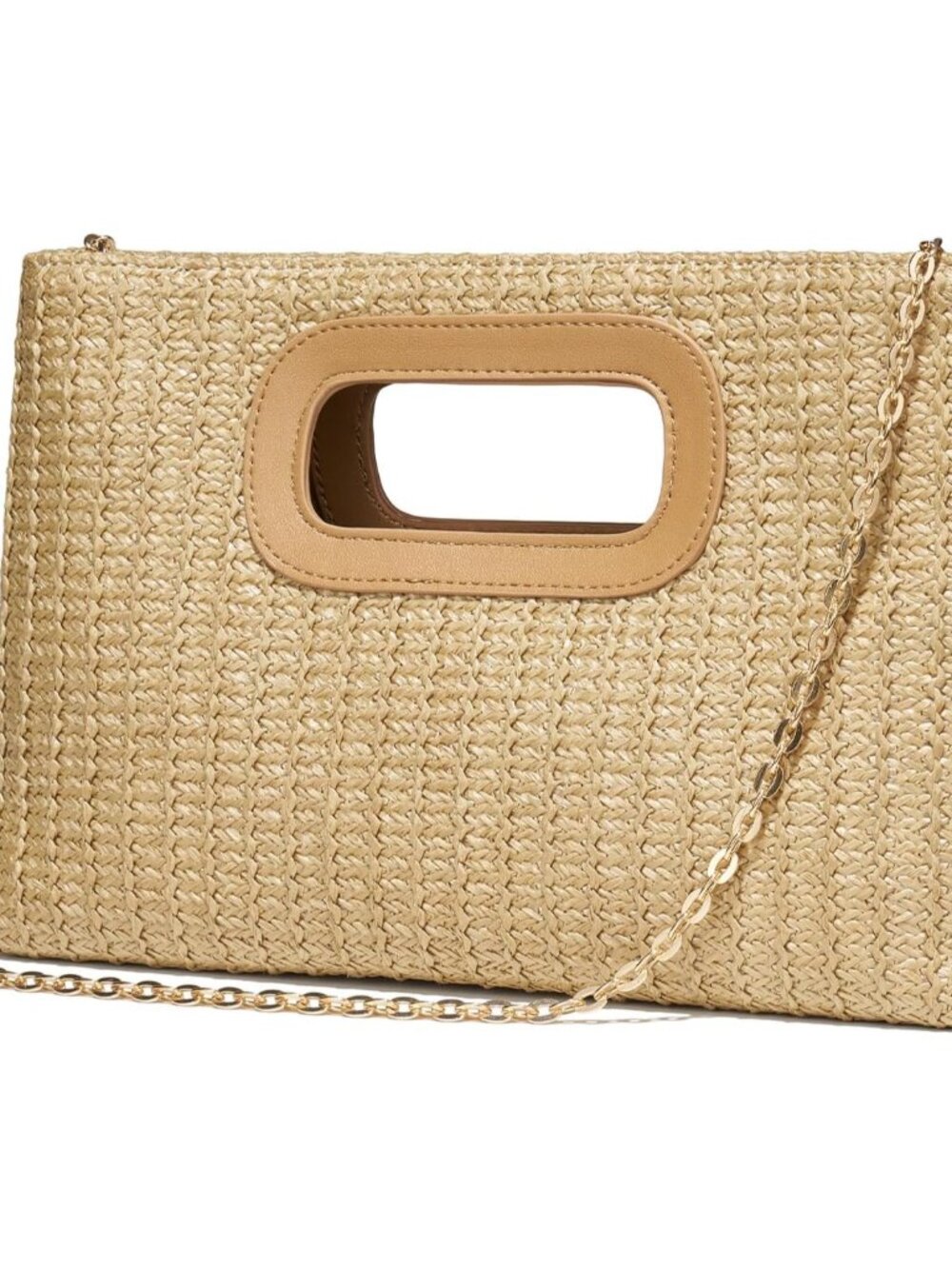 Chic Straw Clutch Purses for Women with Top Handle Summer Bag, Ideal Vacation Ha - Picture 3 of 6